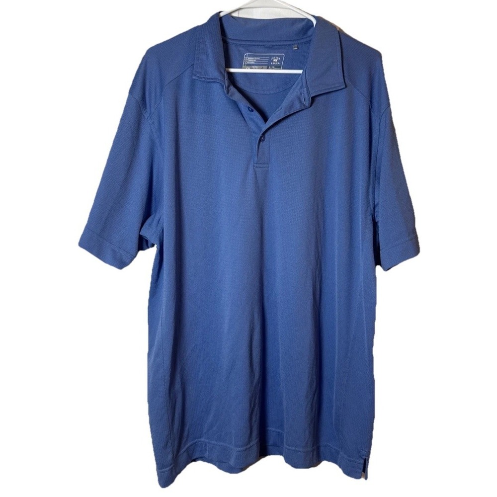 Cutter & Buck CB DryTec Polo Shirt Mens XL Blue Golf Logo Embroidered